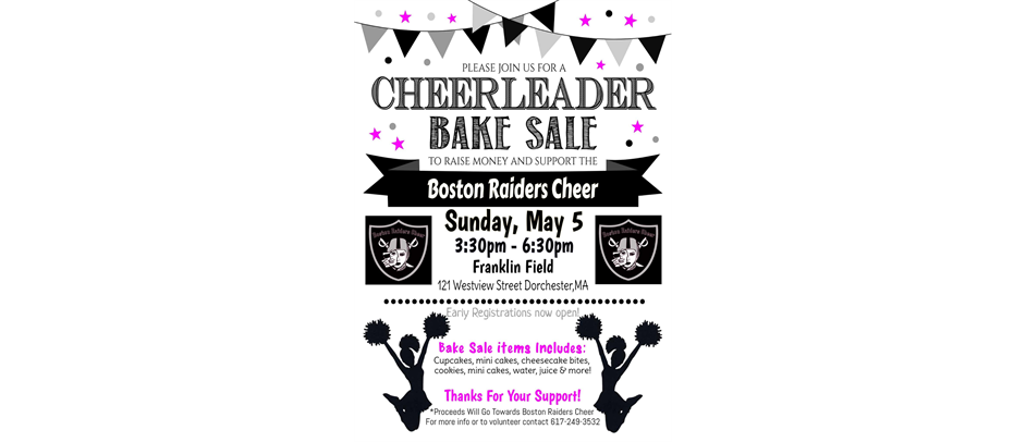Cheerleaders Bake sale Fundraiser!! Sunday May 5, 2024 from 3:30-6:30!