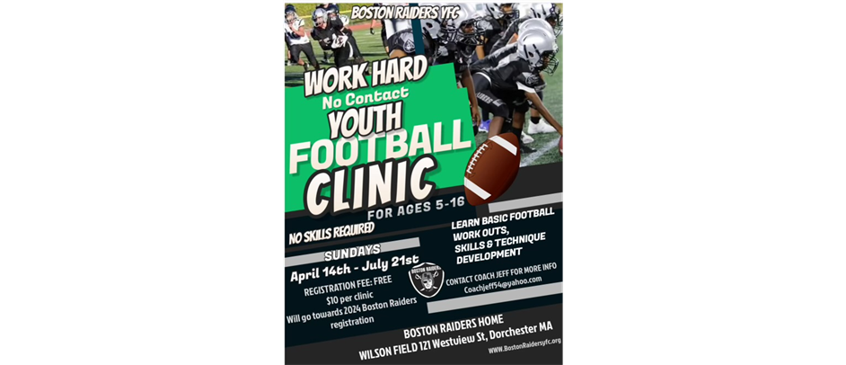 Football clinics: Sundays 4:30pm-6:30pm